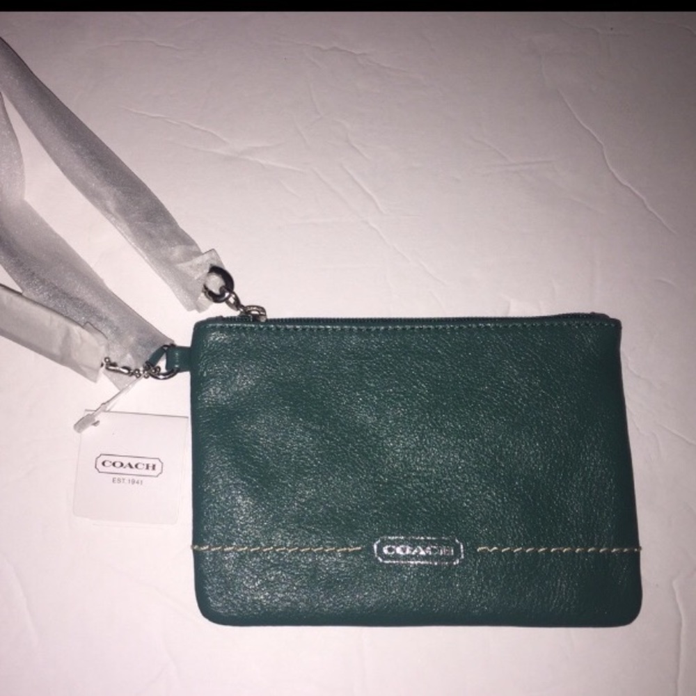 NWT Coach Green Wristlet